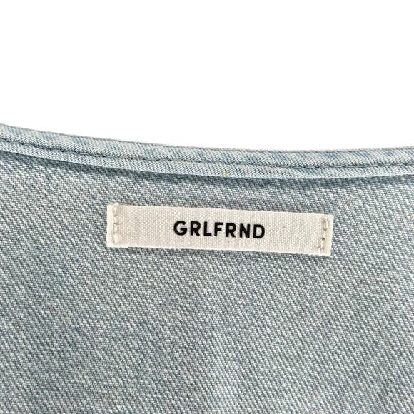 GRLFRND Amaya Blue Denim Jumpsuit Women's Size Medium Western Chic Button Front - Picture 4 of 9